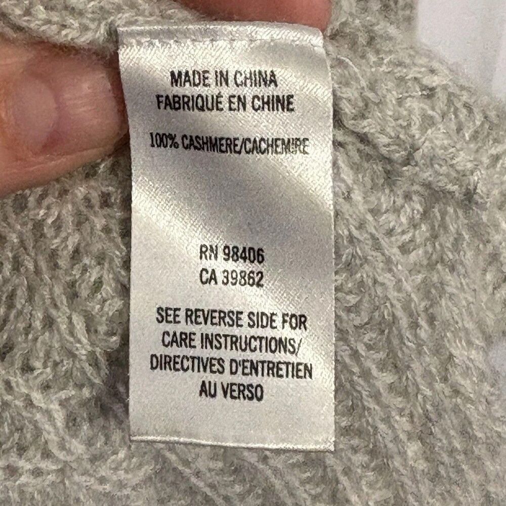 Theory Cashmere Sweater Women Medium Gray Chunky Knit Quiet Luxury Heritage Cozy - Picture 5 of 7
